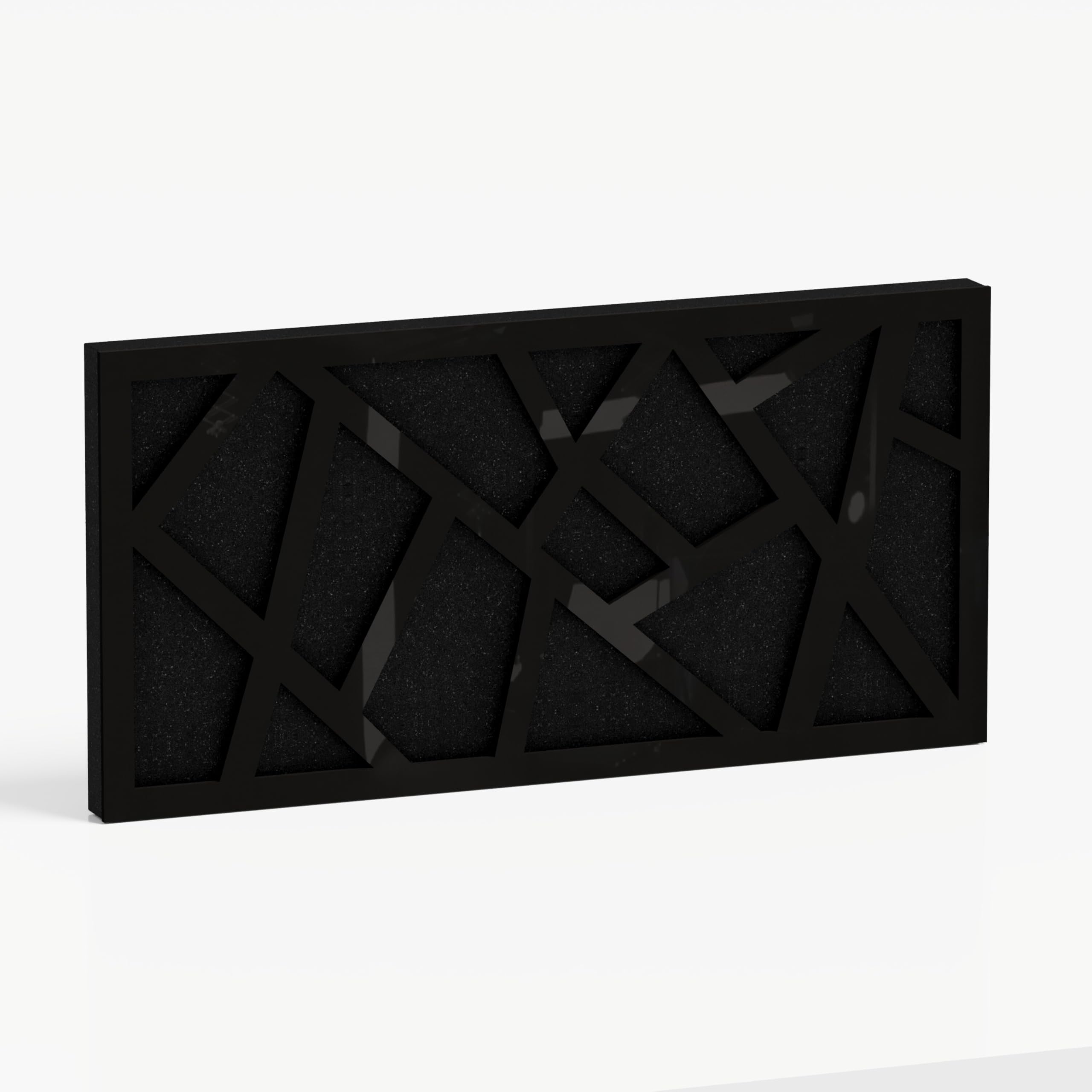 4-pak — wąski panel akustyczny pochłaniająco-rozpraszający Horizont | 50 x 25 cm | Dyfuzja - Odbicie - Wygłuszanie | Model-Grubość-Kolor: (SKYROSS-H - 53 mm | Czarny błyszczący plastik]
