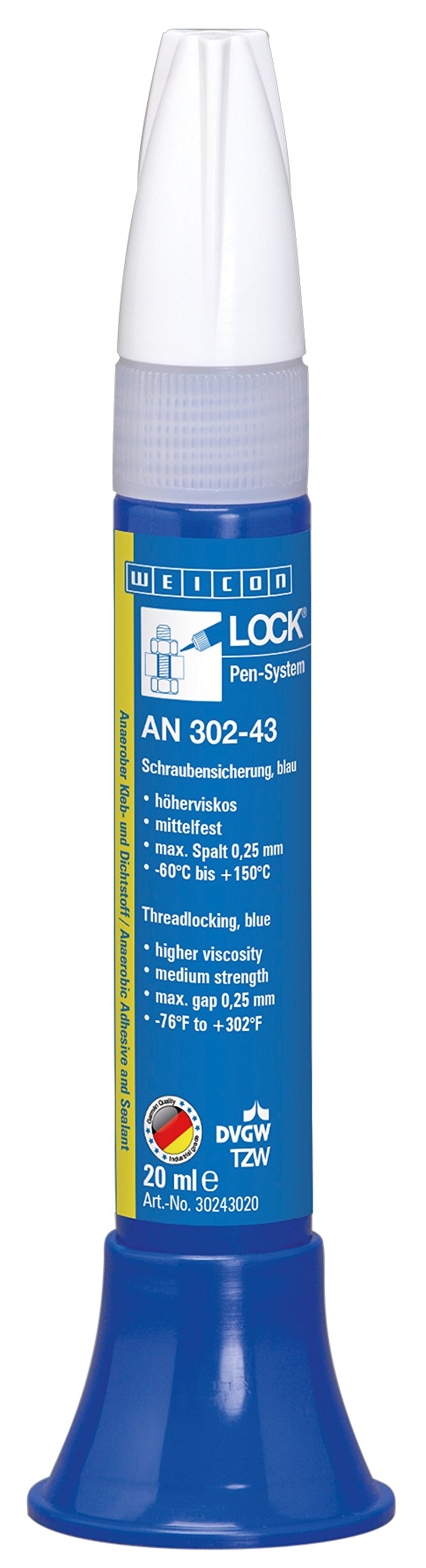 WEICONLOCK® an 302-43 | 0.68 fl oz | Screw Locking Device | Metal Thread Adhesive | Drinking Water Area Suitable | Higher Viscosity Prevents loosening