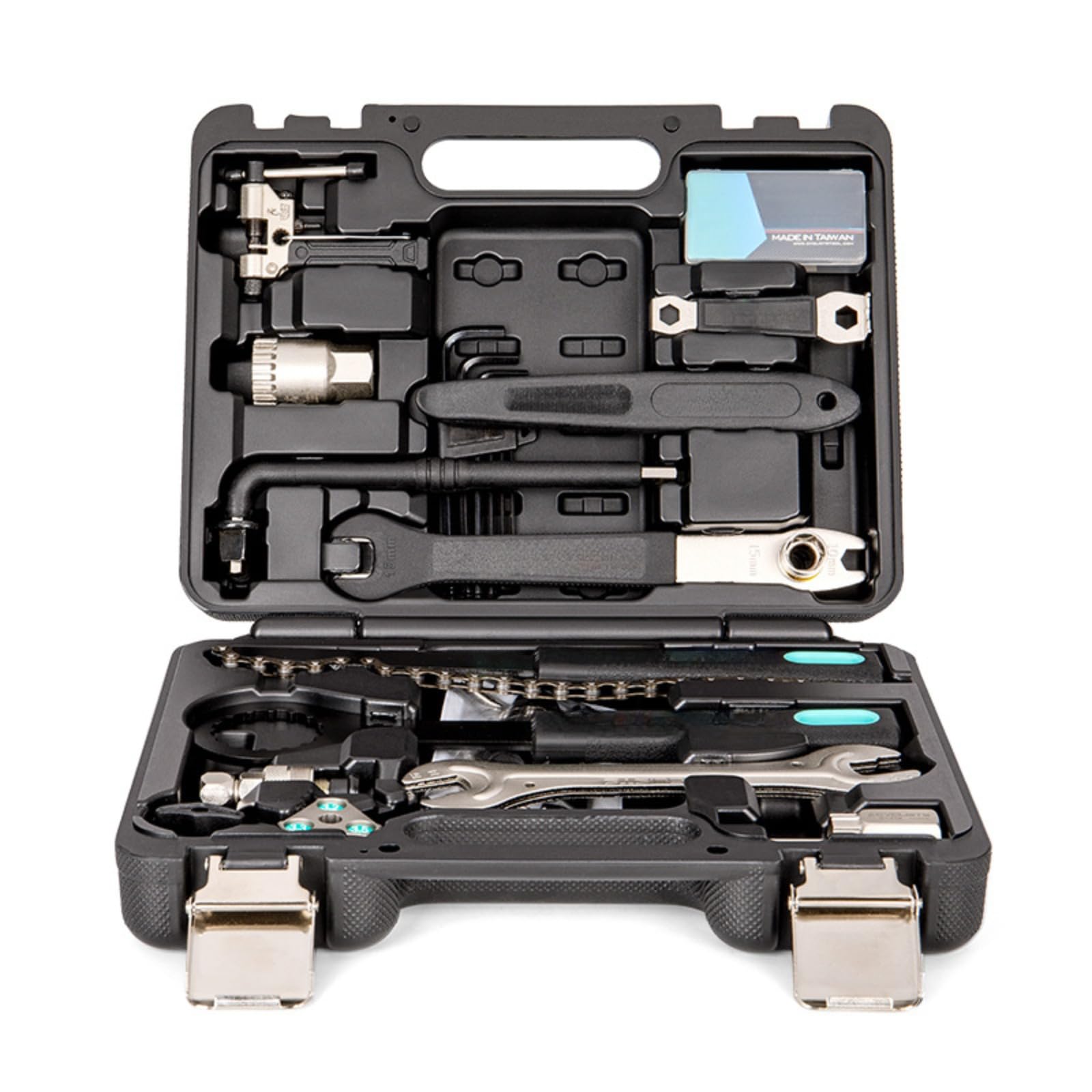 Kit de 22 herramientas de reparación de ciclismo para bicicletas de montaña y carretera, juego de herramientas de mantenimiento con extractor de remaches de cadena, llaves de pedal y herramientas de