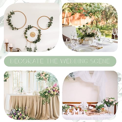 Miniatura 6 de Zeyune Juego de 90 tallos de eucalipto artificiales mixtos con flores falsas blancas, ramas de vegetación sintética con 5 tipos de hojas verdes para