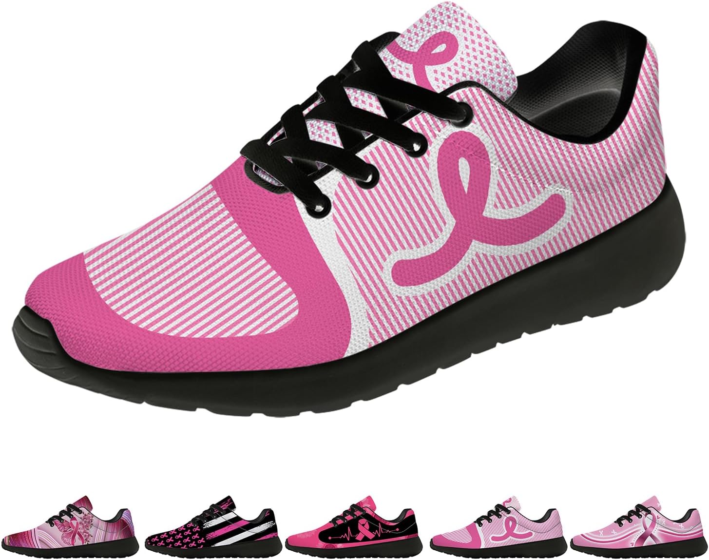 Breast Cancer Awareness Shoes for Women Men Running Shoes Walking Sneakers Gifts for Women Men