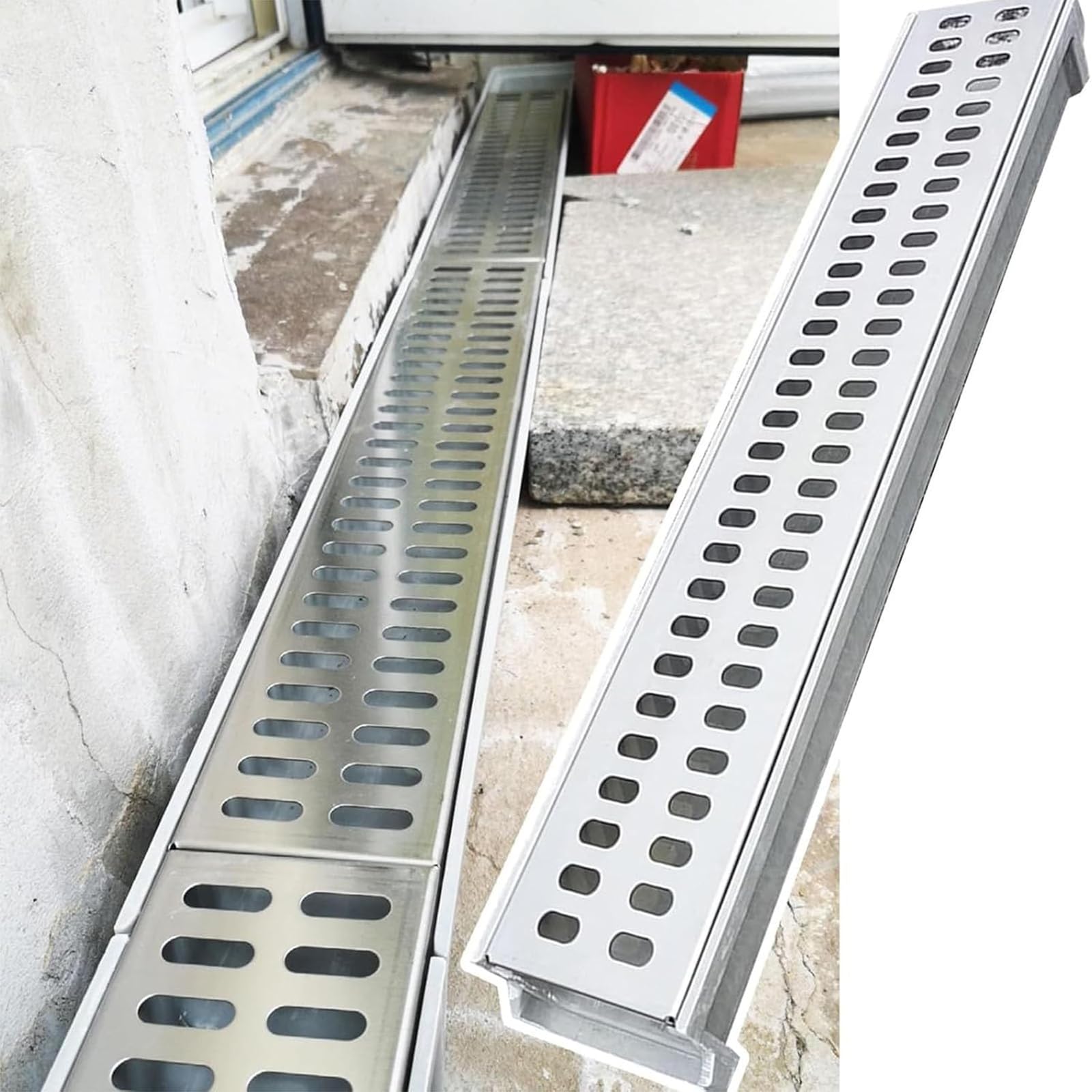 WQPMNYG Rectangular Drain Covers with Removable Grate - Durable Outdoor Drainage Solution for Efficient Rainwater Management and Prevention of Clogs