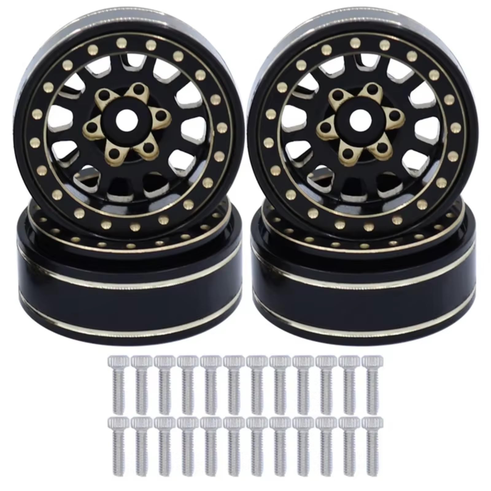 Compatibile Con TRX4M Per Axial Per SCX24 Per FCX24 1/18 1/24 RC Crawler Sostituzione 4 Pezzi 1.0 Più Cerchione Beadlock In Ottone Mozzo Ruota RC Modifiche Modelli