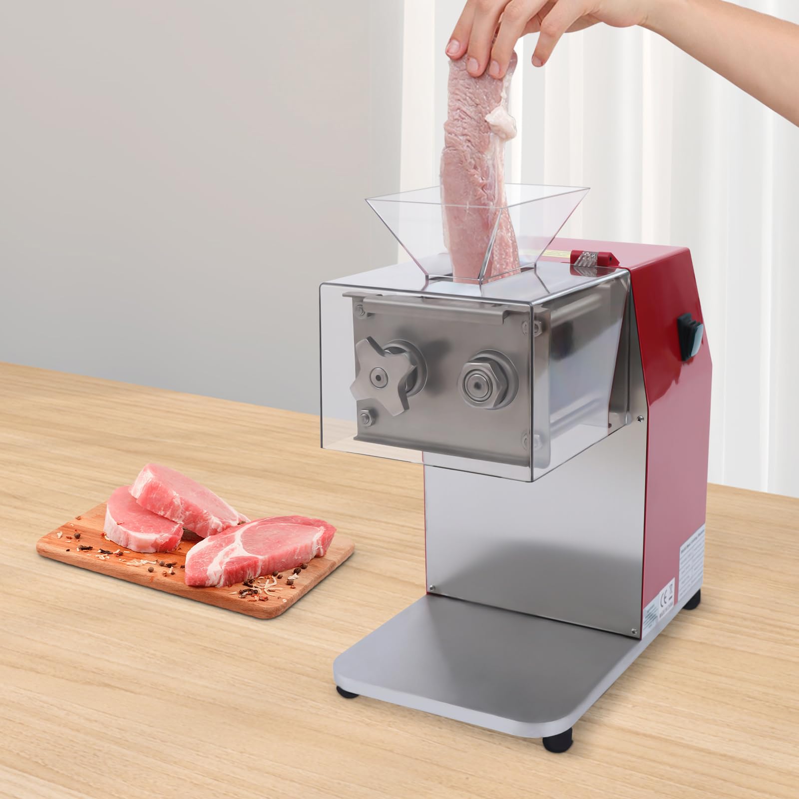 ARPITUYN Meat Cutting Machine, 1100W Commercial Fresh Meat Shredding Machine, 3.5mm Blade, Electric Meat Slicer Cutter, Stainless Steel Meat Slicer Shredder for Kitchen Supermarket Restaurant