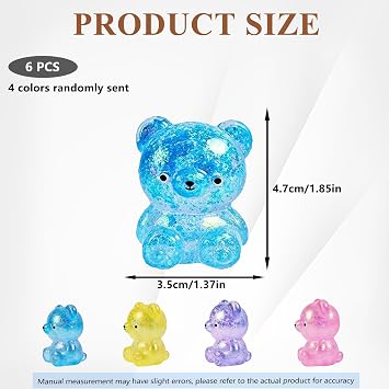 6 PCS Sugar Squishy Balls Little Bear Set, Sensory Squishy Toys, Stress Toys Relaxation And Stress Relief or Anxiety Relief Great As Festival Favor Age 15+ (Random Color)