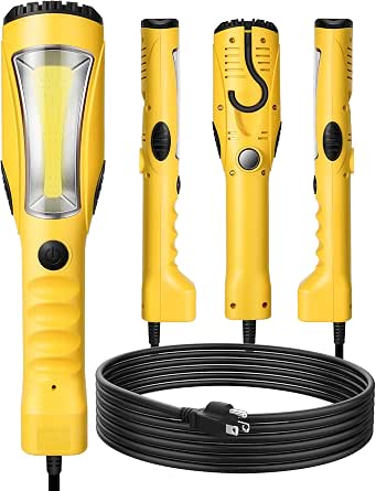 DEWENWILS LED Work Light, Underhood Work Lighting (15 feet), 1200LM, Trouble Light with Cord, Strong Magnet & Swivel Hook, Handheld Corded, for Garage, Workshop, Car Repair Scene, ETL Listed
