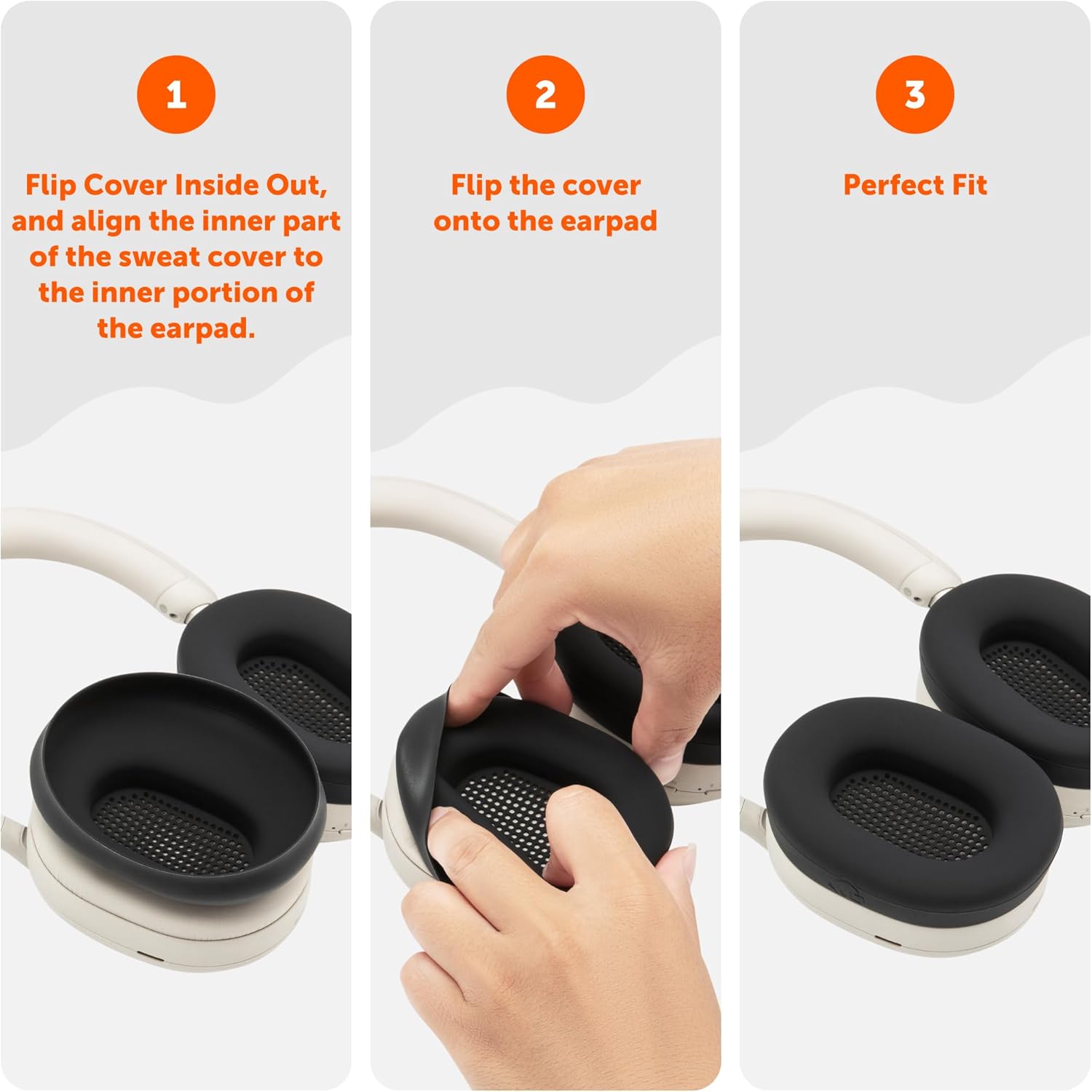 WC SweatZ XM5 - Patented Earpad Sweat Covers for Sony WH1000XM5 by Wicked Cushions | Full 360 Earpad Protection | Sweatproof & Easily Washable | Black - Image 5