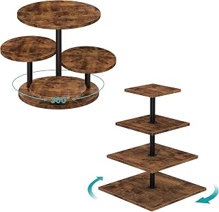 ELITEROO 4 Tier Cupcake Stand Set, 360 Rotating Cupcake Stand for 50 Cupcakes, Round Cupcake Tower Stand & Square Tiered Cup Cake Holder, Wooden Dessert Display Stands for Birthday Wedding Tea Party