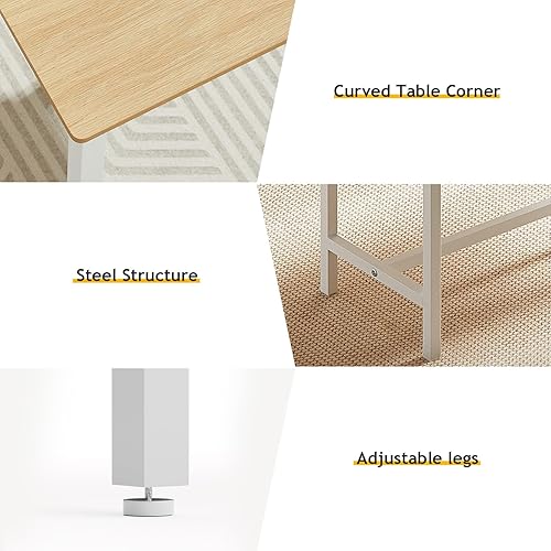 Miniatura 2 de Rovibek Juego de mesa de comedor para 4 personas con 2 bancos, juego de mesa de cocina que ahorra espacio para cocina y comedor, color blanco