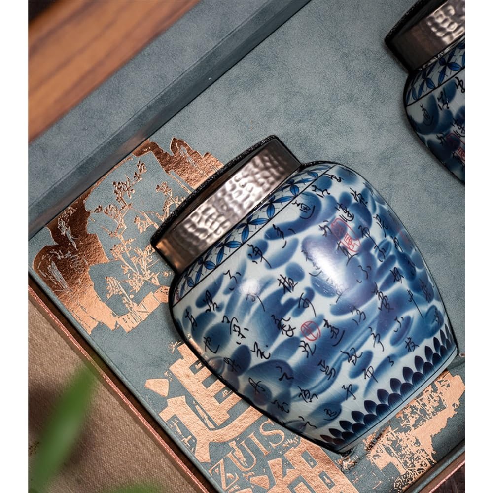 Pojemnik do przechowywania herbaty z cukrem w stylu vintage chiński luźny pojemnik do przechowywania herbaty Słoik dom kuchnia ceramiczny zapieczętowany słoik zestaw do herbaty podwójny słoik pudełko