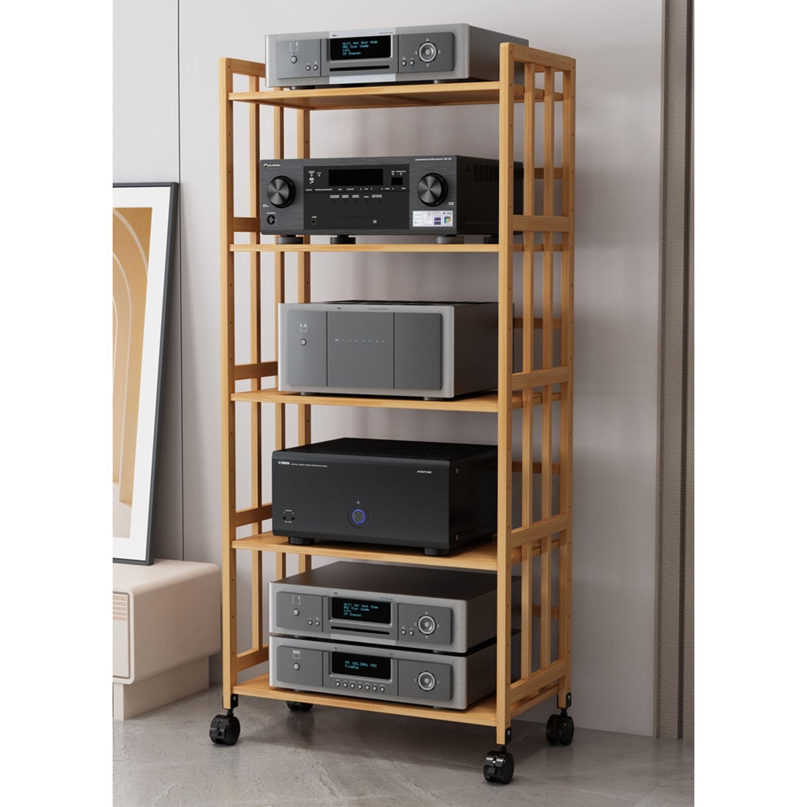 Meuble hi-fi 5 niveaux pour organiser vos composants stéréo sans encombrement
