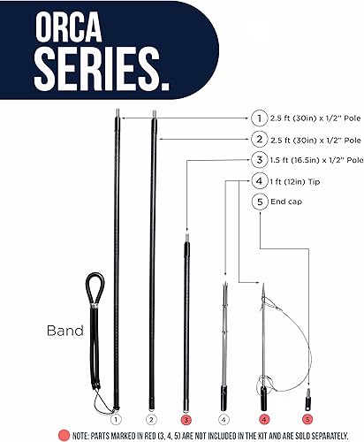 Miniatura 7 de Kit modular de pesca submarina de fibra de carbono con punta de 3 puntas, bolsa de transporte ajustable hasta 6 pies, ligera, duradera,