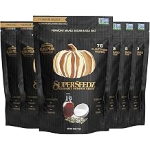 SuperSeedz Dry Roasted Pumpkin Seeds Maple Sugar & Sea Salt 7g Protein, Non-GMO Gluten-Free, Keto Snacks Nut Free & School Friendly Organic Pumpkin Seeds 4oz Bag Large European No Shell Pepitas 6 Pack