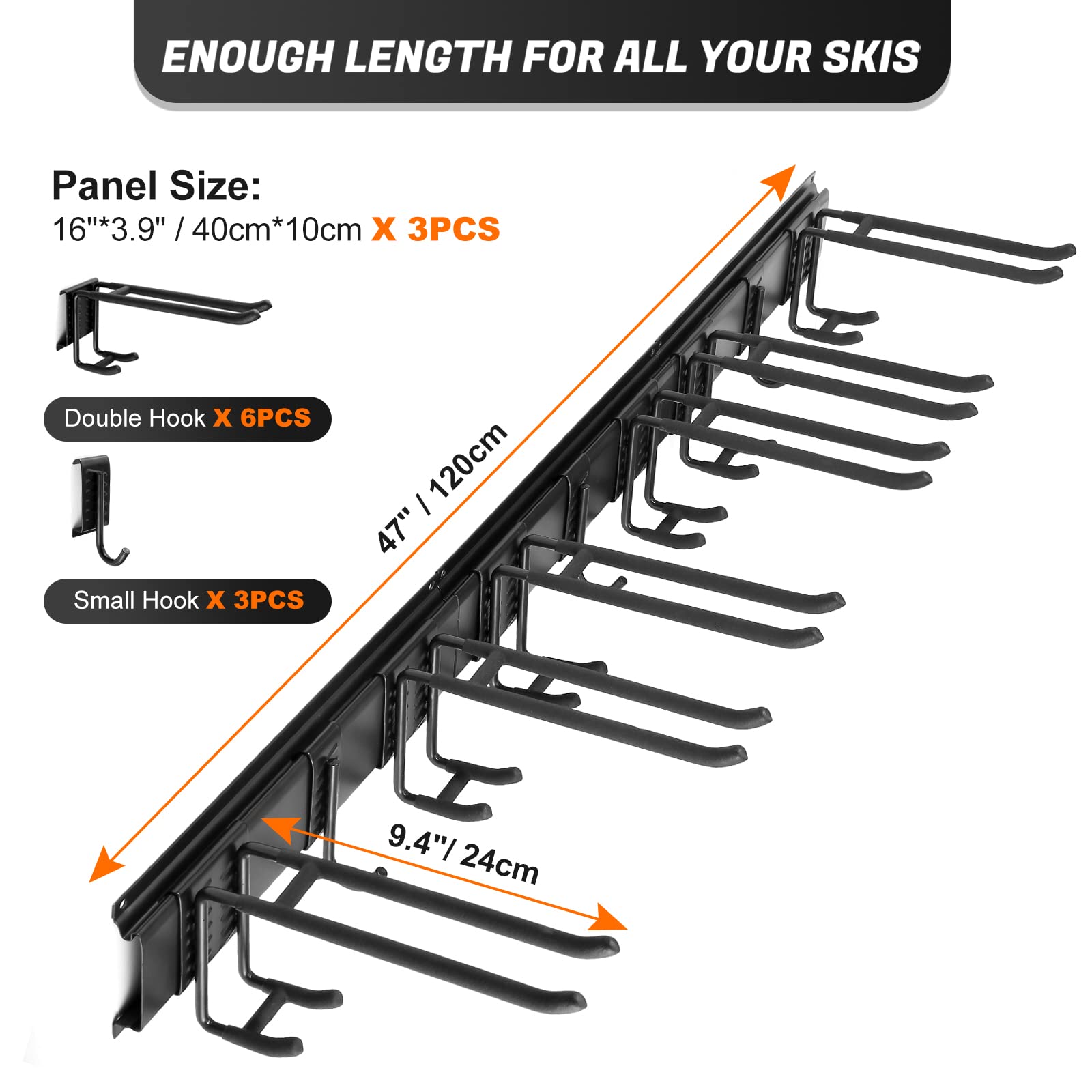Odoland Soporte de Pared para Portaesquís de Snowboard Multipropósito, hasta 136 kg