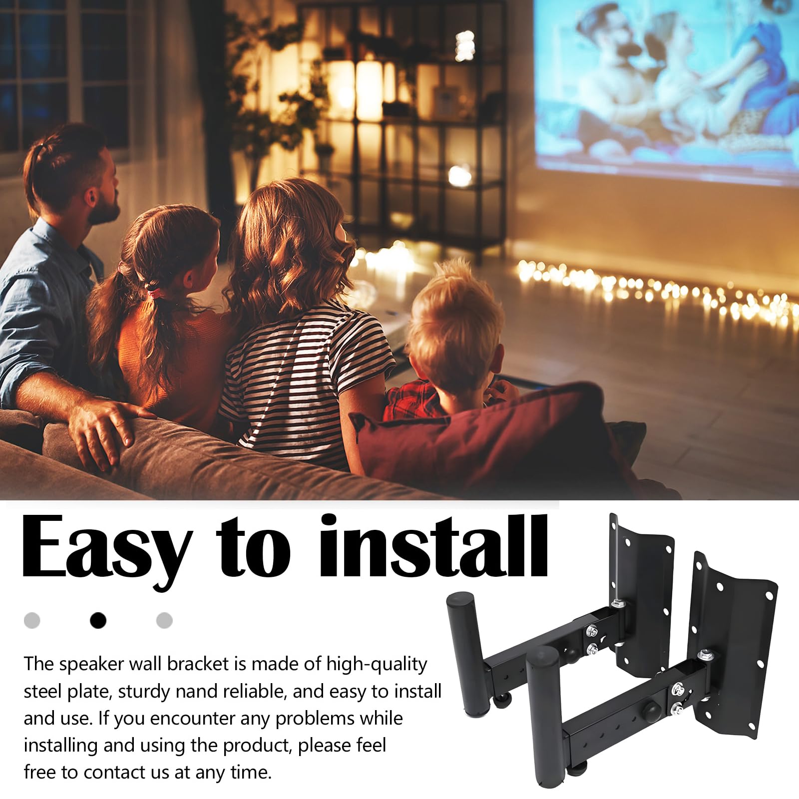 Soporte De Pared para Altavoz De Metal, 2PCS Cajas De Altavoz Soporte De Pared Soporte Ajustable Soporte para Altavoz para Montaje En Pared para Altavoces Universales De hasta 35 kg Negro