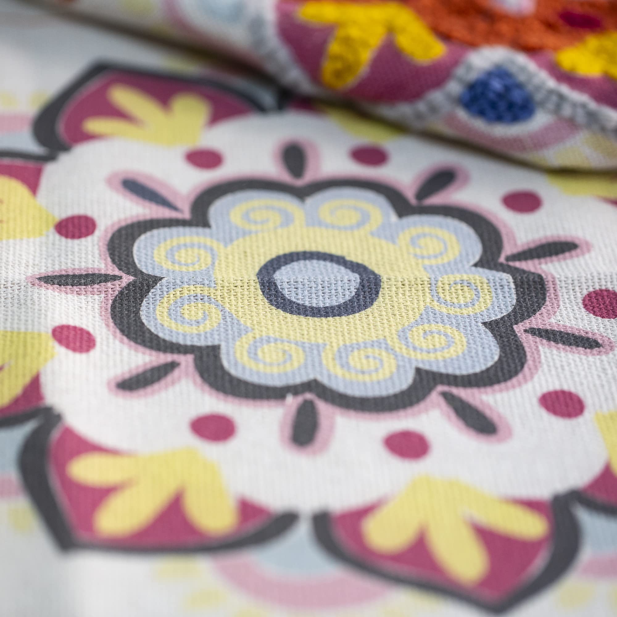 Tessuto Punch Needle | Ideale per ricamo creativo con ago magico, 48 x 48 cm, con disegno stampato 35 x 35 cm, 100% cotone, delicato (Mandala)