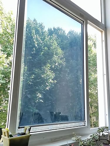 Miniatura 7 de LXLA - Persiana enrollable de espejo unidireccional con ventosas, sin perforaciones, transparente de una sola vía, con bloqueo solar, cortina