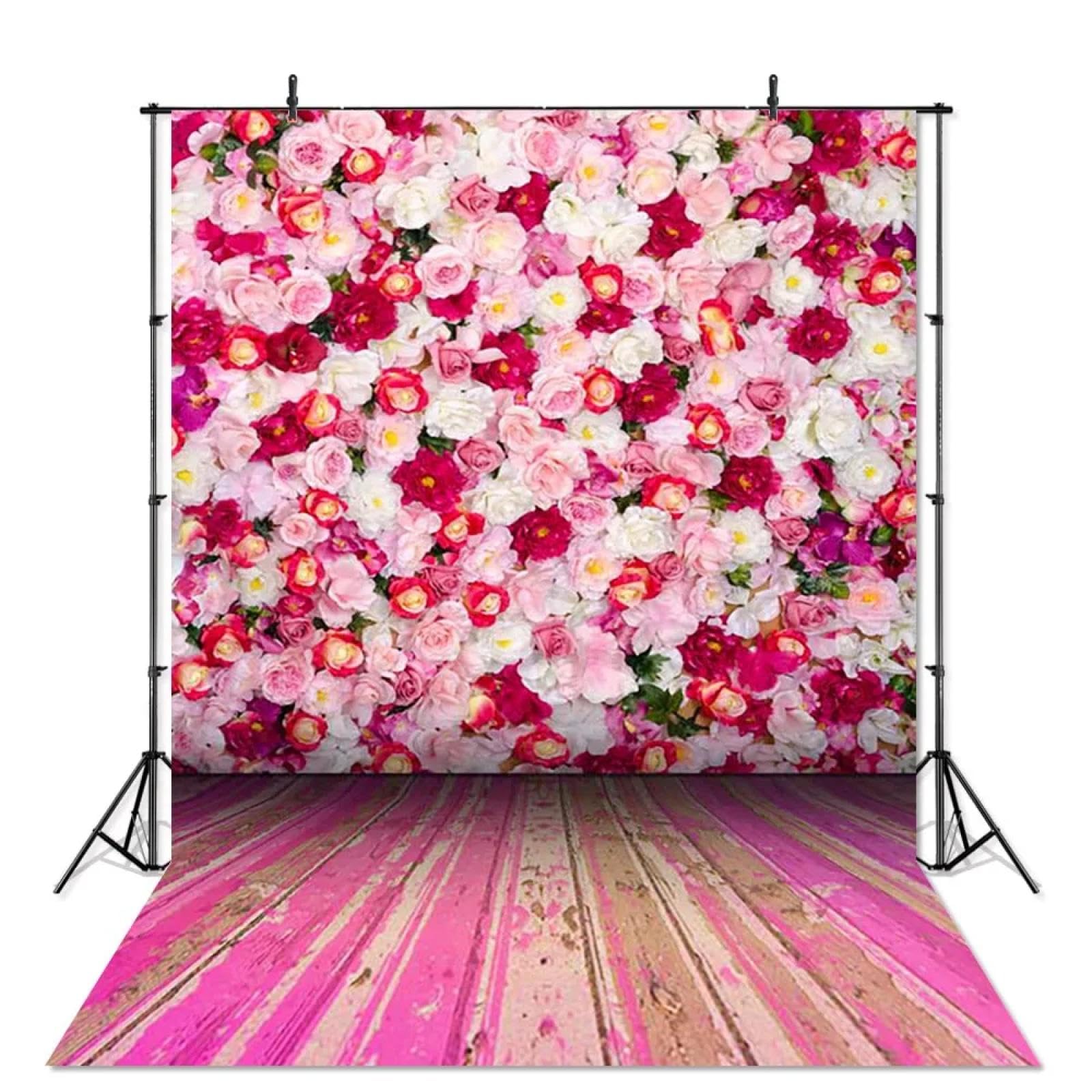 Kwiatowe tła różowy kwiat walentynki fotografia tło 14 lutego portret tło sesja zdjęciowa studio fotograficzne 350 x 240 cm