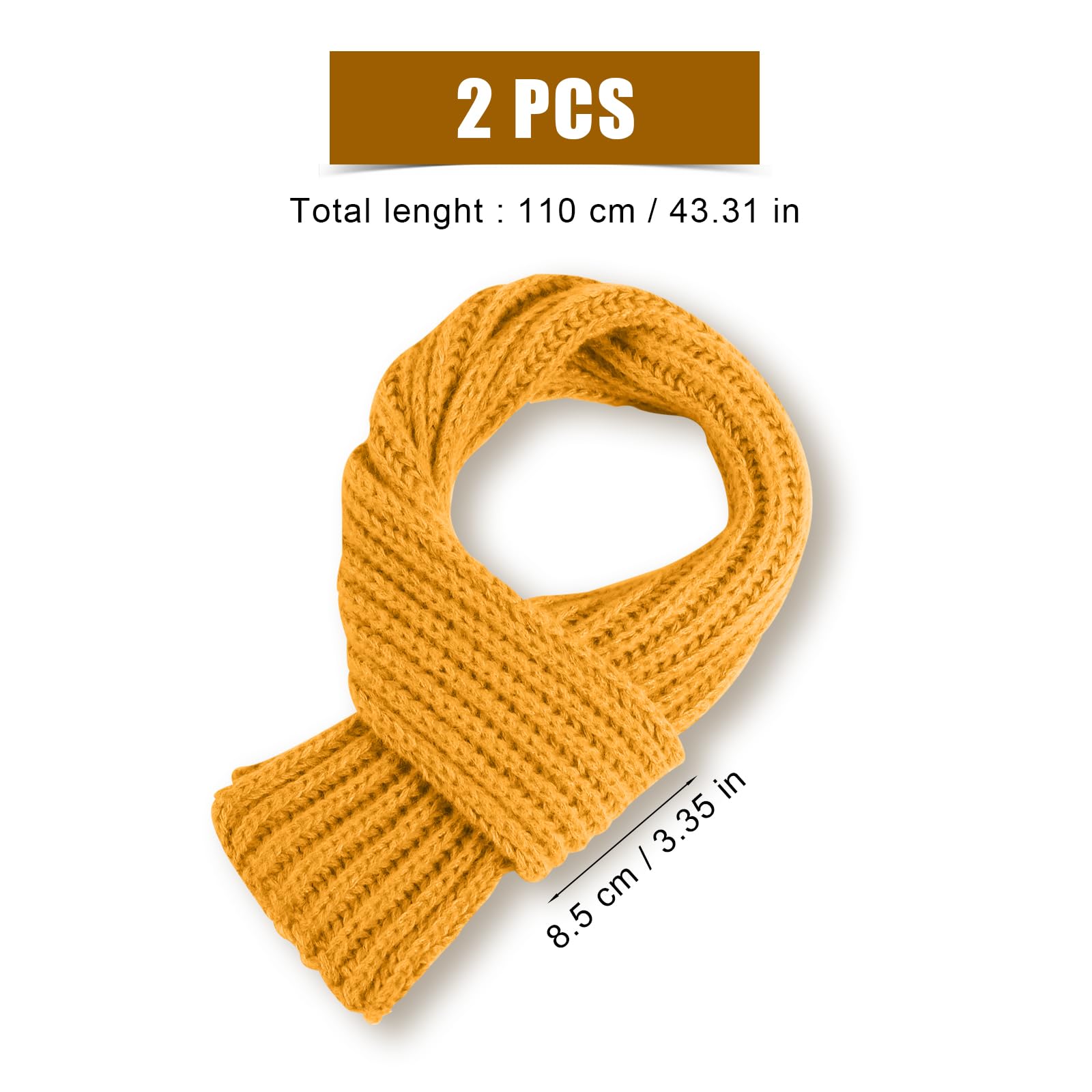 XIHIRCD 2 Bufanda para Niños, Bufandas de Punto Pequeñas Calentador Cuello Invierno Ropa de Invierno para Niños Pequeños, Niñas y Niños en Clima Frío (Jengibre, Naranja Brillante)