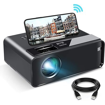 WiFi Projector, ELEPHAS 2021 WiFi Mini Projector with Synchronize Smartphone Screen, 1080P HD Portable Projector with 6500 Lux and 200" Display, Compatible with Android/iOS