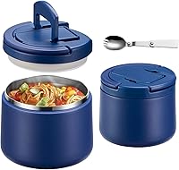 Vista 1 de Frasco de comida aislado al vacío de 14 oz con tapa de hebilla, termo de sopa para comida caliente para niños, contenedor de almuerzo de boca ancha