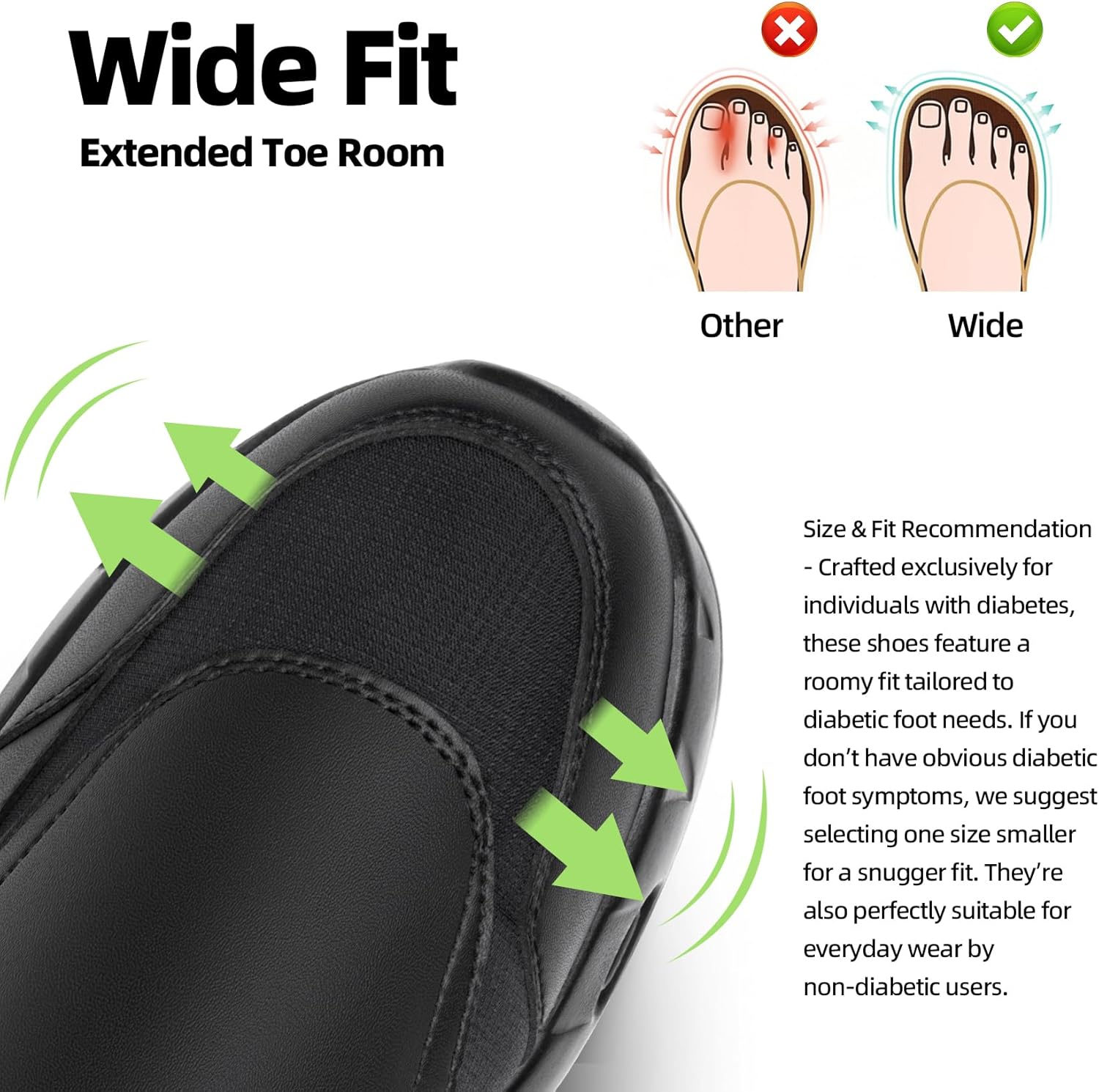 Waterproof Diabetic Shoes for Men Wide Non Slip Cushioned Slip On Walking Sneakers Breathable Kitchen Food Service Work Shoes for Swollen Feet - Image 3