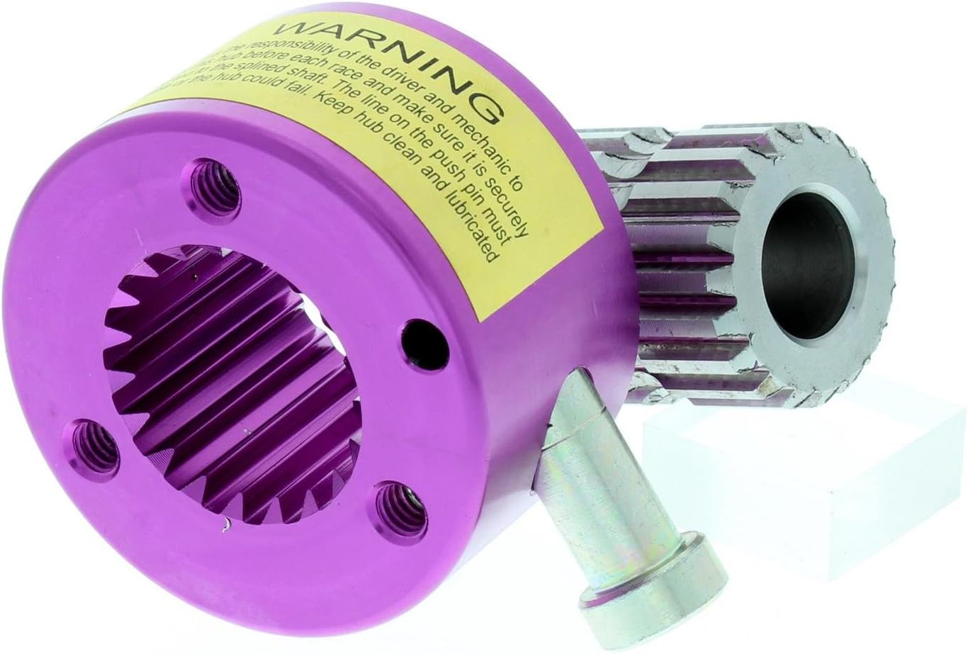 Speedway Motors Aluminum Push Button Quick Release Steering Wheel Hub, 5/8 Inch Splined Weld-On Sleeve for 5/8 Inch Shaft, 3-Bolt Pattern, Purple Anodized 19-Spline Design