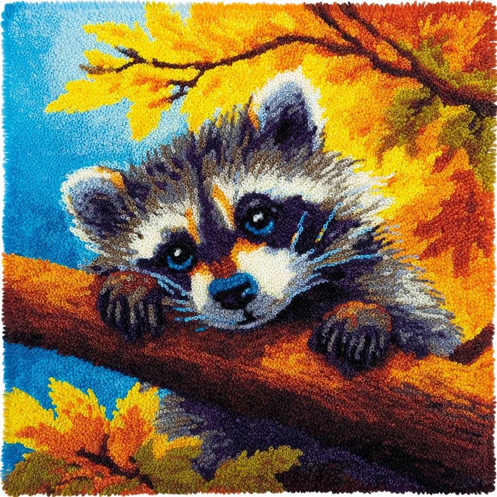 WallustrioaW Latch Hook Kits for Adults,Animal Raccoon