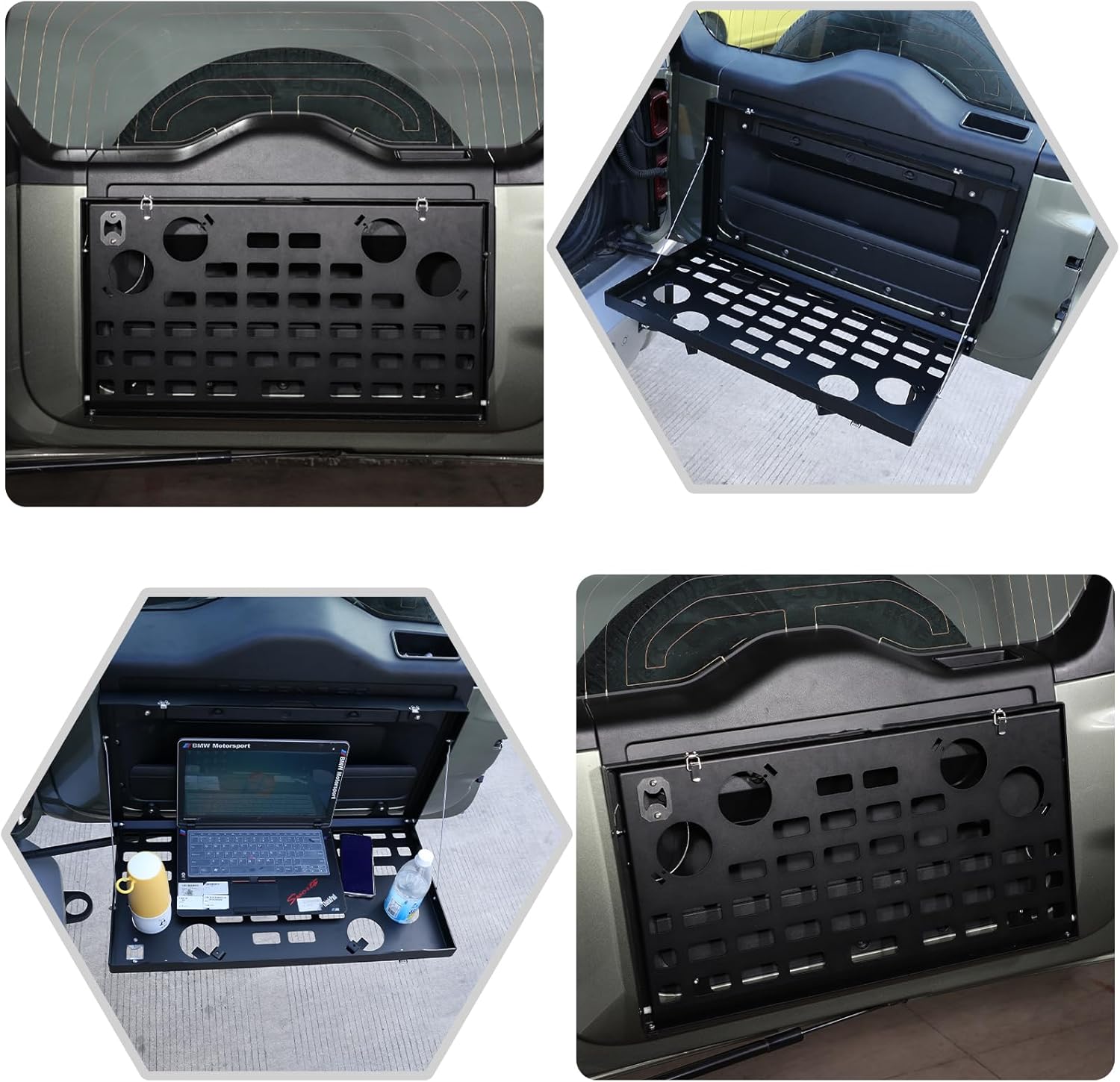 HAPPYHORSE Tailgate Table Compatible with Defender 90 110 130 2020-2025 Tailgate Camping Table Foldable Table Cargo Shelf Storage Rack Accessories (Single Layer)