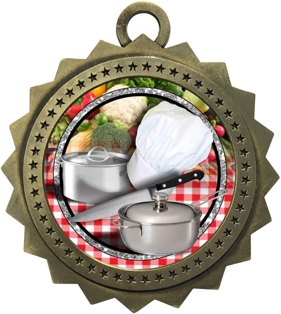 Express Medals Various 10 Pack Styles of Chef Cooking Award Medals with Neck Ribbons Trophy Award Prize Gift