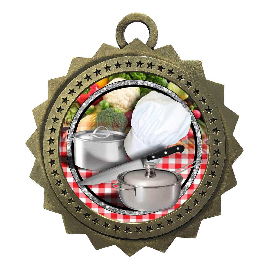 Chef Cooking Gold Large 3 Inch Engraved Medals Trophy Award Personalized Free D03-FCL453 1PK