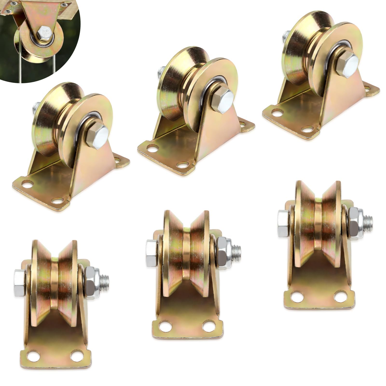 SWTYExt Rolka zwrotna 32 mm, 6 sztuk, rolki kierunkowe do lin ze stali typu V, rolki linowe 1,2 cala, kółka do dużych obciążeń, nośność 200 kg, do drzwi przesuwnych, system bloczków, do bram