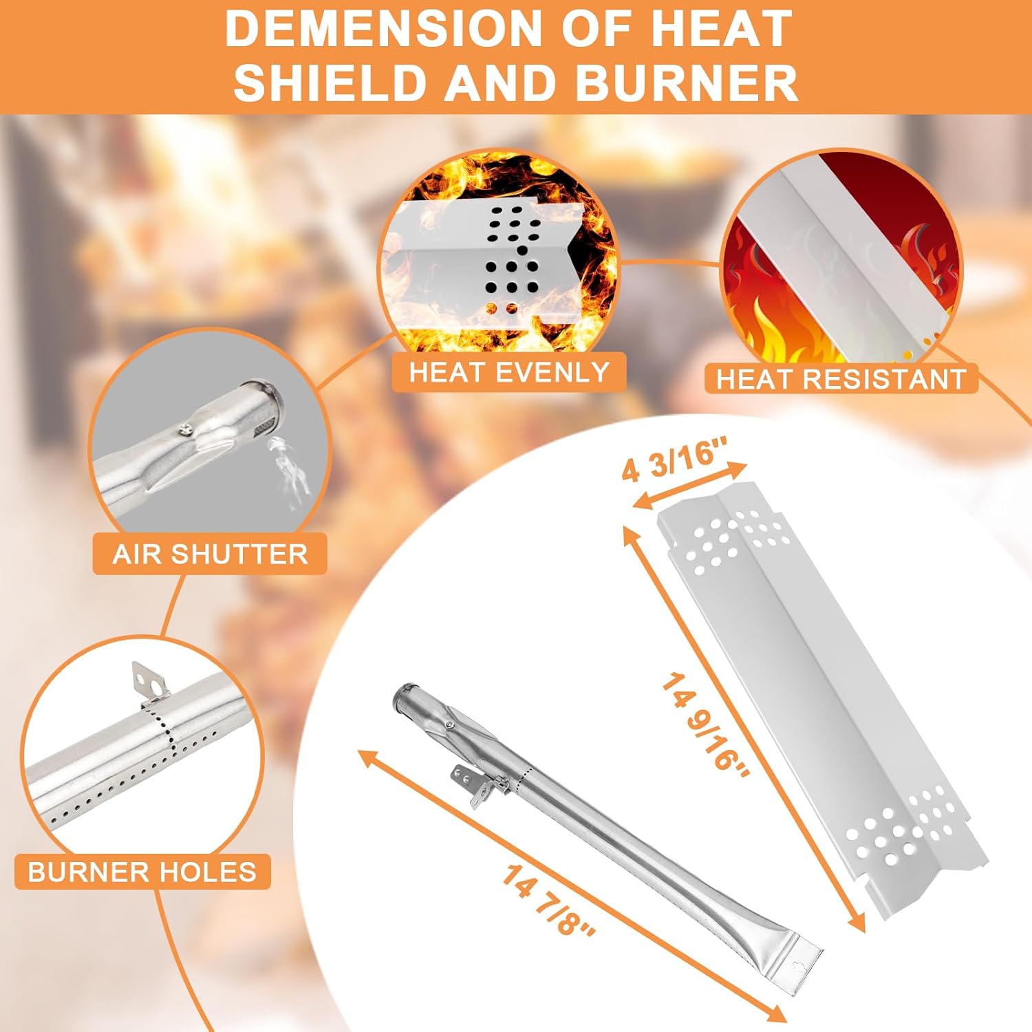 Cast Iron Cooking Grill Grates,Heat Shields, Burners, Ignitors Kit & Grill Igniter Kit for Nexgrill 720-0888 Accessories for Nexgrill Replacement Parts 4/5 Burner Grills