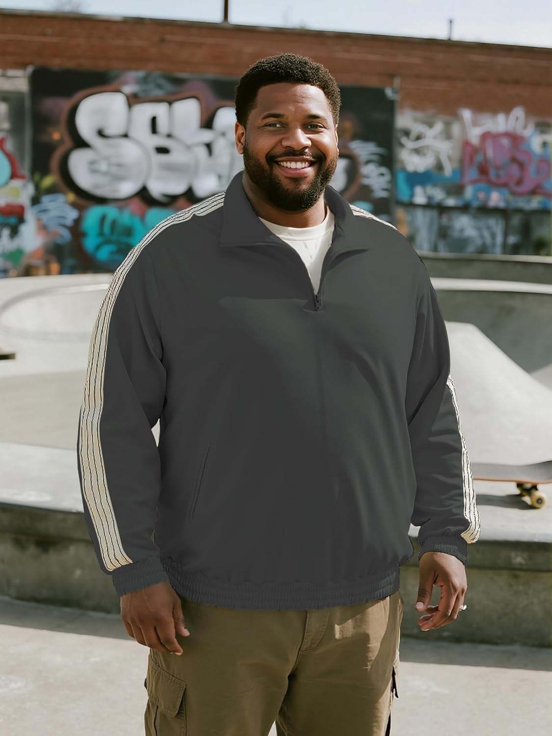 Heavyweight Quarter Zip Pullover Mock Neck Sweatshirt for Big and Tall Men with Dual Pockets Sweater for Workout Gym - Image 3