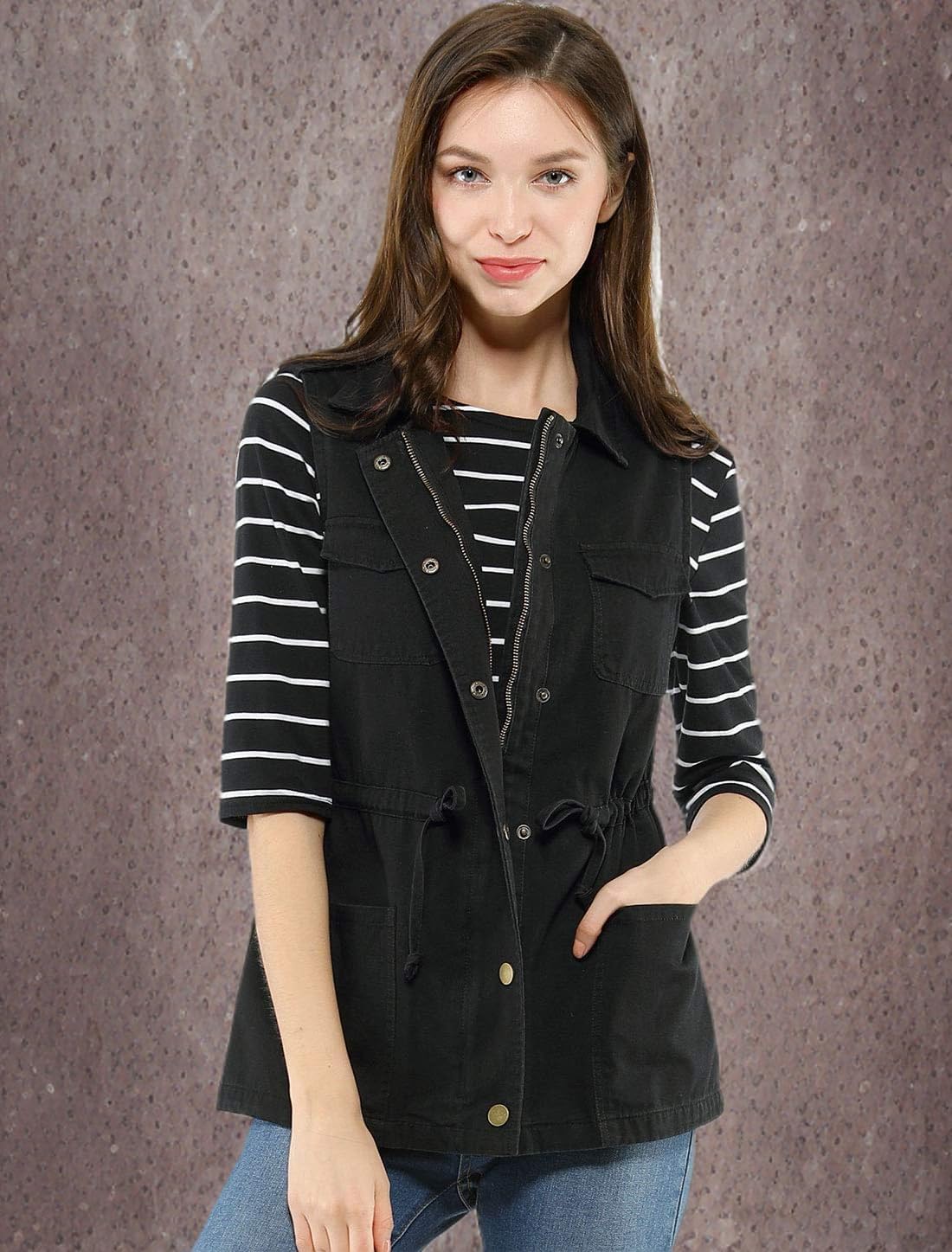 Allegra K Women's Zip Up Sleeveless Jacket Utility Anorak Outwear Cargo Vest - Image 7