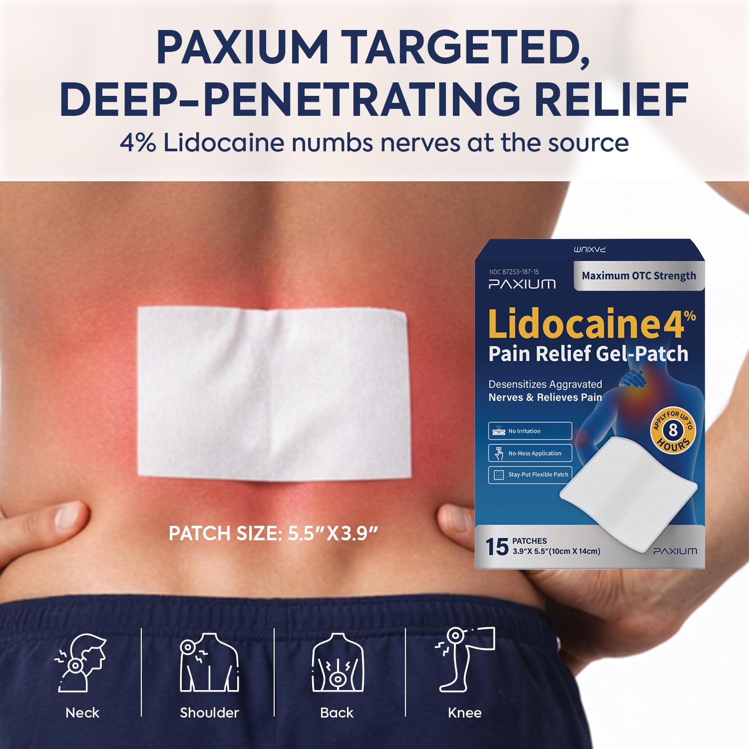 4% Lidocaine Patches Maximum Strength: Pain Relief Patch for Back Neck Shoulders Knees Elbows - Topical Analgesic 15 Count - 3