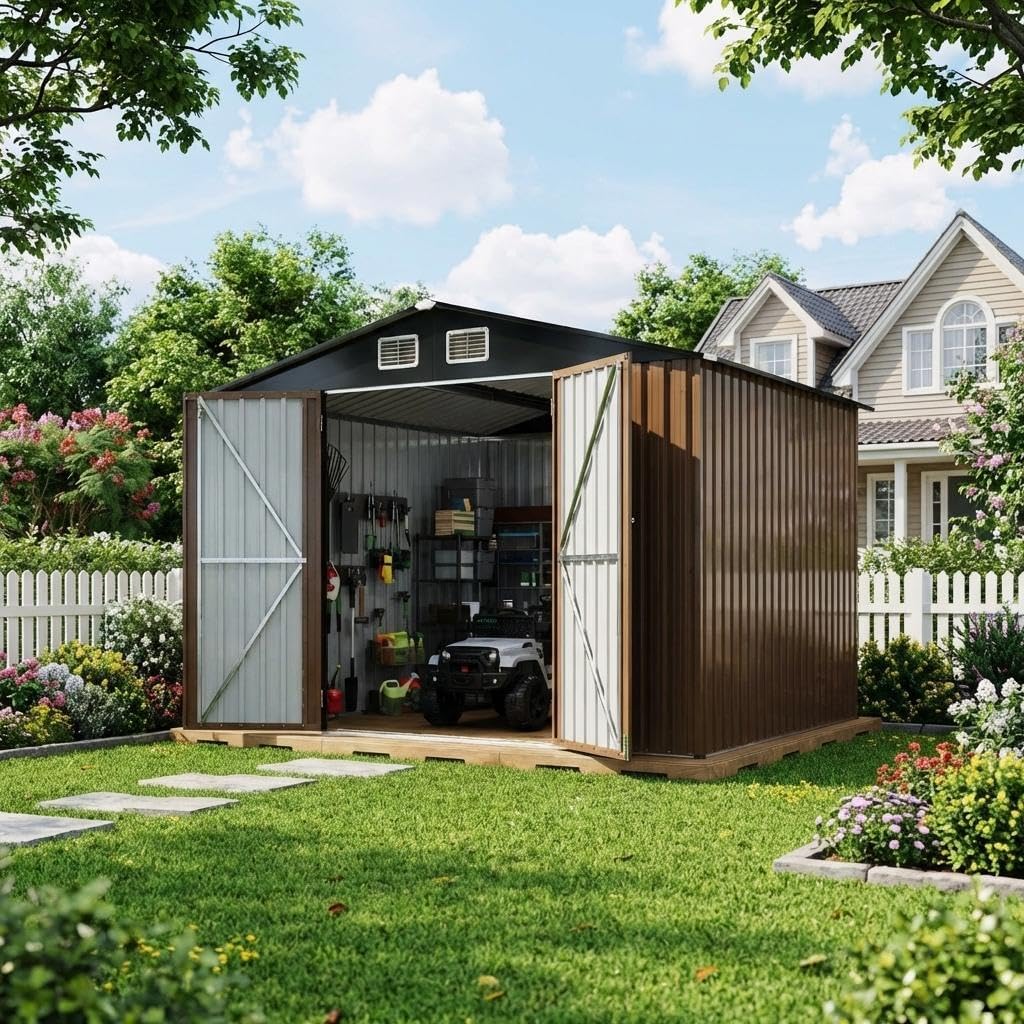 EliteEdge 8x10 Metal Storage Shed Review: Durable Outdoor Shed for Garden Tools & Lawn Equipment