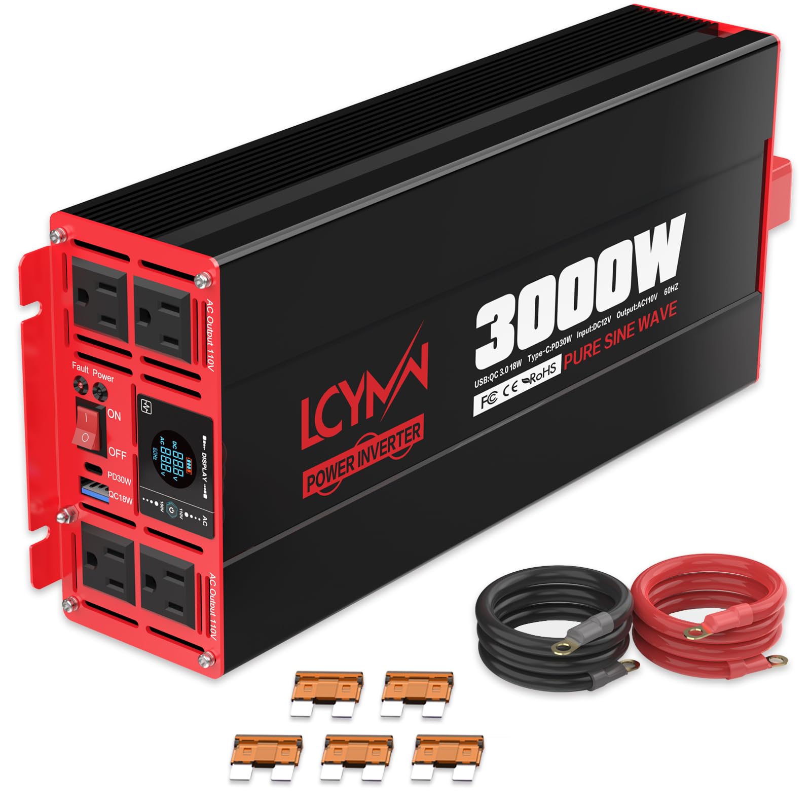 Snapklik.com : 3000 Watts Power Inverter Pure Sine Wave DC 12V To 110V ...