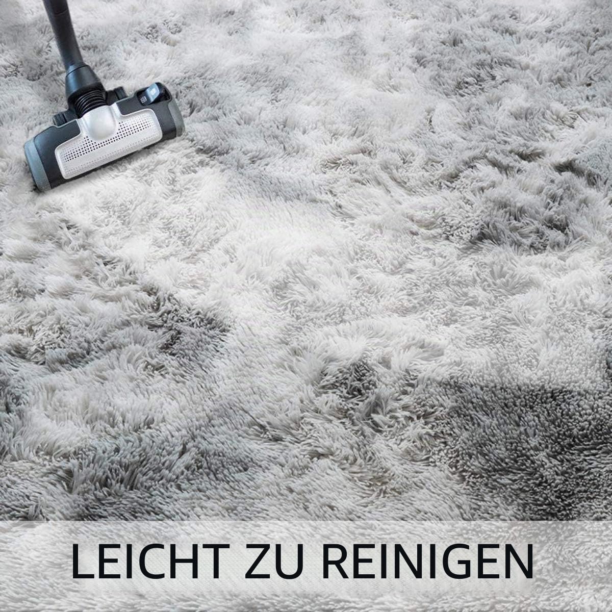 Teppiche Weiche Schlafzimmerteppiche Anti-Rutsch-Flauschiger Wohnzimmerteppich Zottelige Fußmatten Groß für Schlafzimmer (160 * 200cm, Grau weiß)
