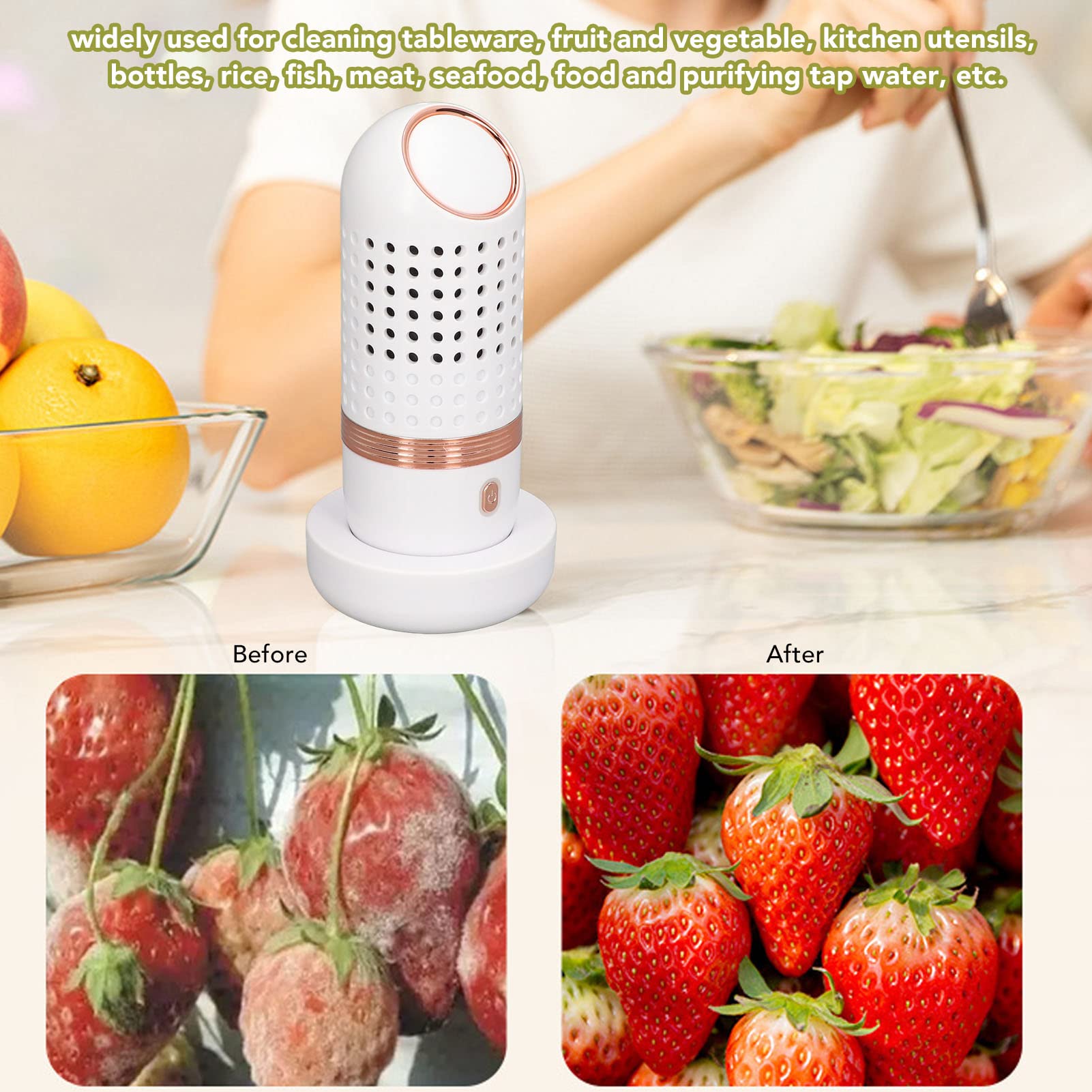 Machine à laver les fruits et légumes, nettoyeur de légumes sonique étanche IPX7 portable, purificateur de fruits et légumes 3000 mAh, machine de nettoyage sans fil USB for fruits de mer, riz