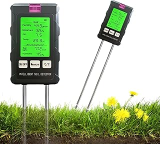 Beatific 6 in 1 Soil Meter, 90° Rotating Soil Tester, Soil Tester, Moisture Meter, Digital Soil pH Tester with Temperature/Humidity, LCD Display, Soil Moisture Meter for Potting Soil, Garden