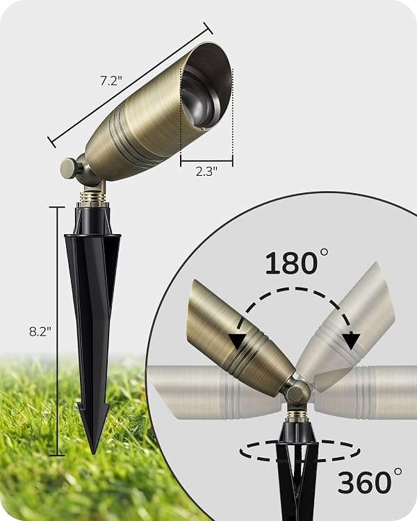 EDISHINE Solid Brass Landscape Spotlights Outdoor, 3CCT MR16 Bulb Included,Bronze Heavy Duty landscape lighting, 12V Low Voltage LED Landscape Lights, Outdoor Lighting for House Yard Lawn Tree, 6 Pack by EDISHINE - Image 5