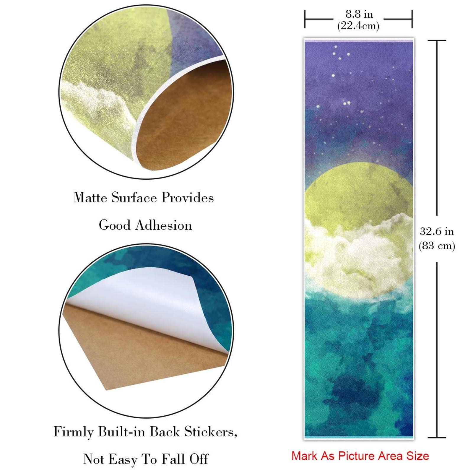 Watercolor Moon Cloud Space Skateboard-Griptape, Schleifpapier, Longboard, Aufkleber, Scooter, Deck, Sandpapier, 2 Stück