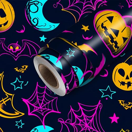 HOMETITUTE Neon Halloween Peel and Stick Wallpaper 118 x 17.7 Inch