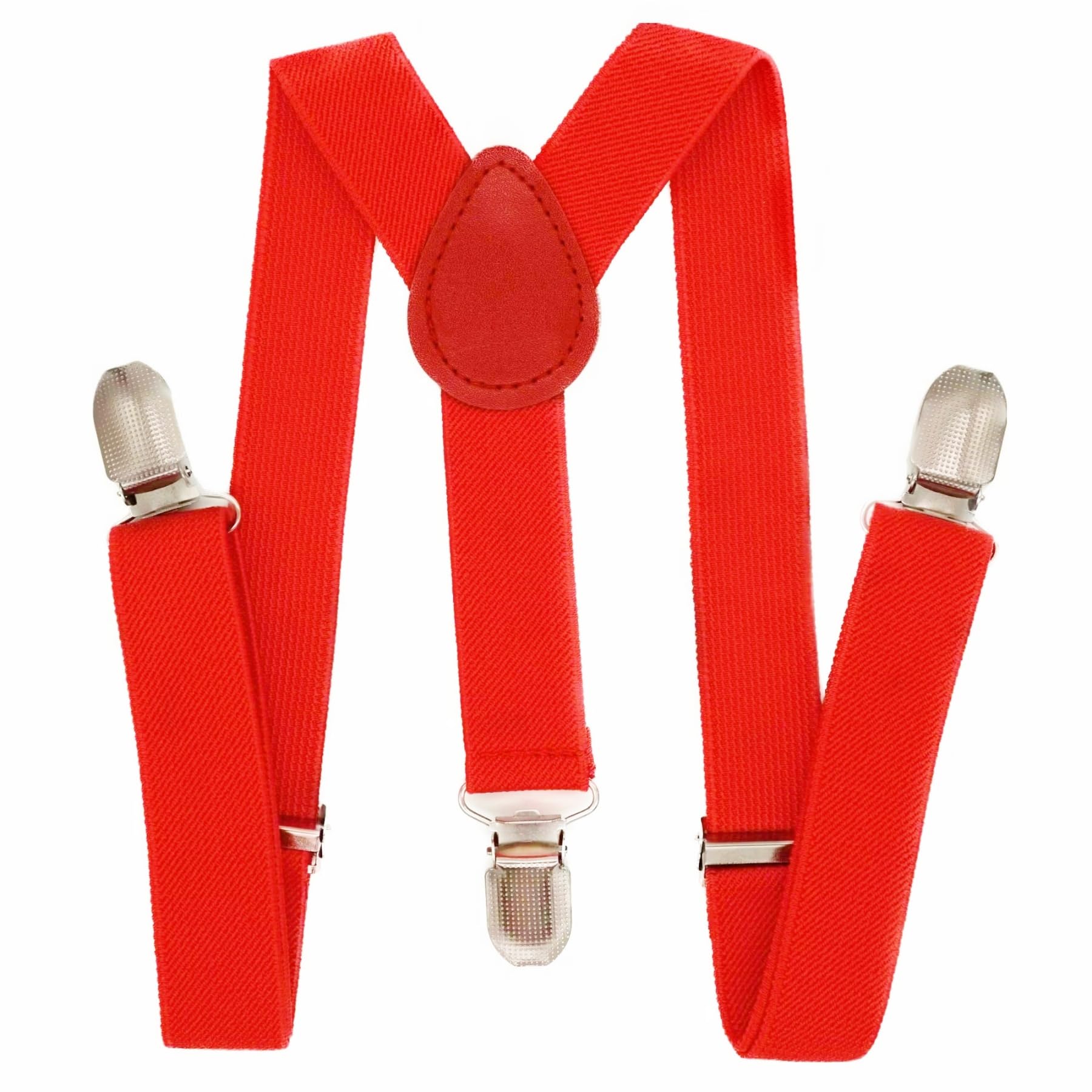 WannGe Child Kids Suspenders - 1" Adjustable Y-Back Suspender for Boys & Girls - Red