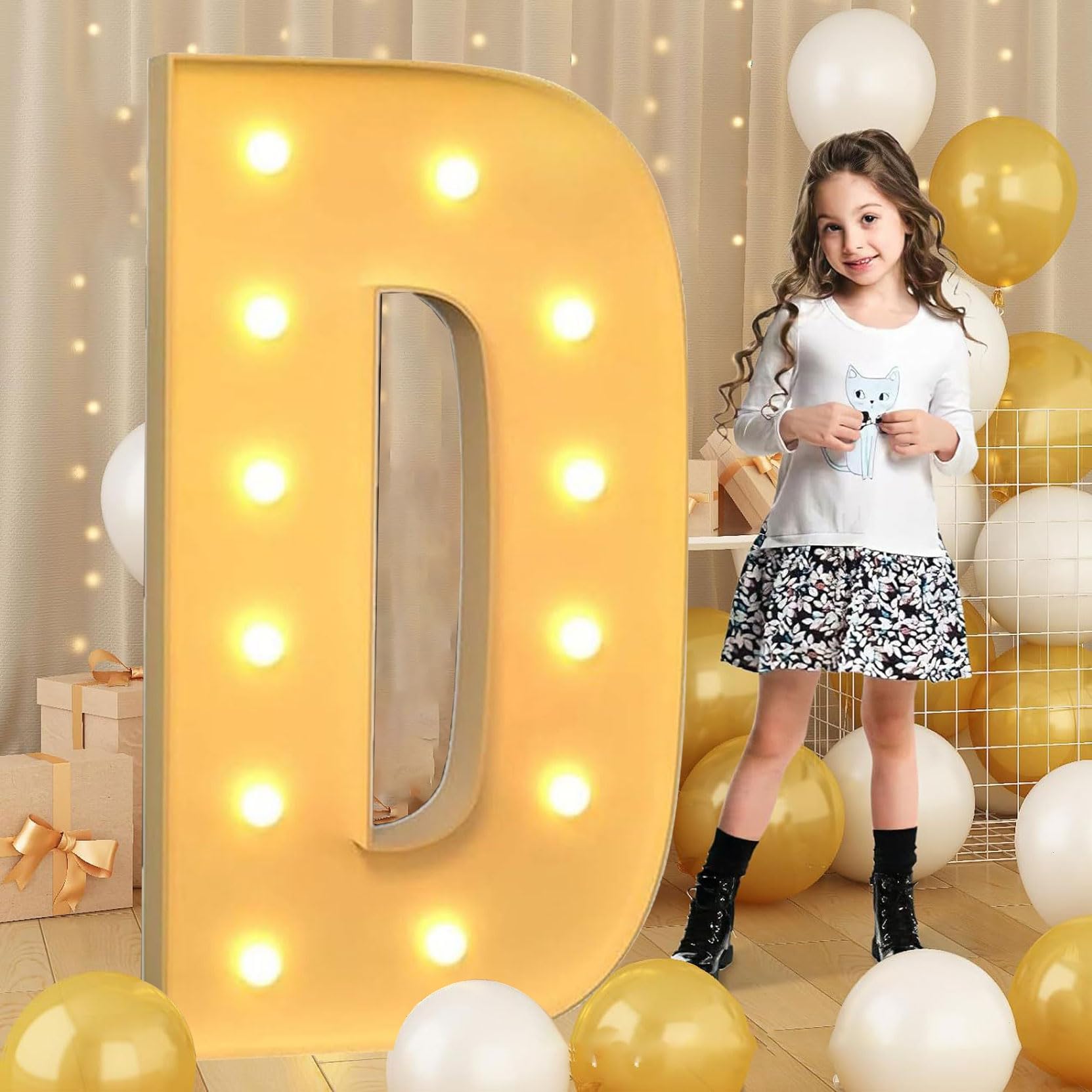 70cm-2.3ft Giant LED Light Up Letter D, Mosaic Marquee Light Up Sign, LED Letters Lamps for Valentine's Day Birthday Christmas New Year — image 1