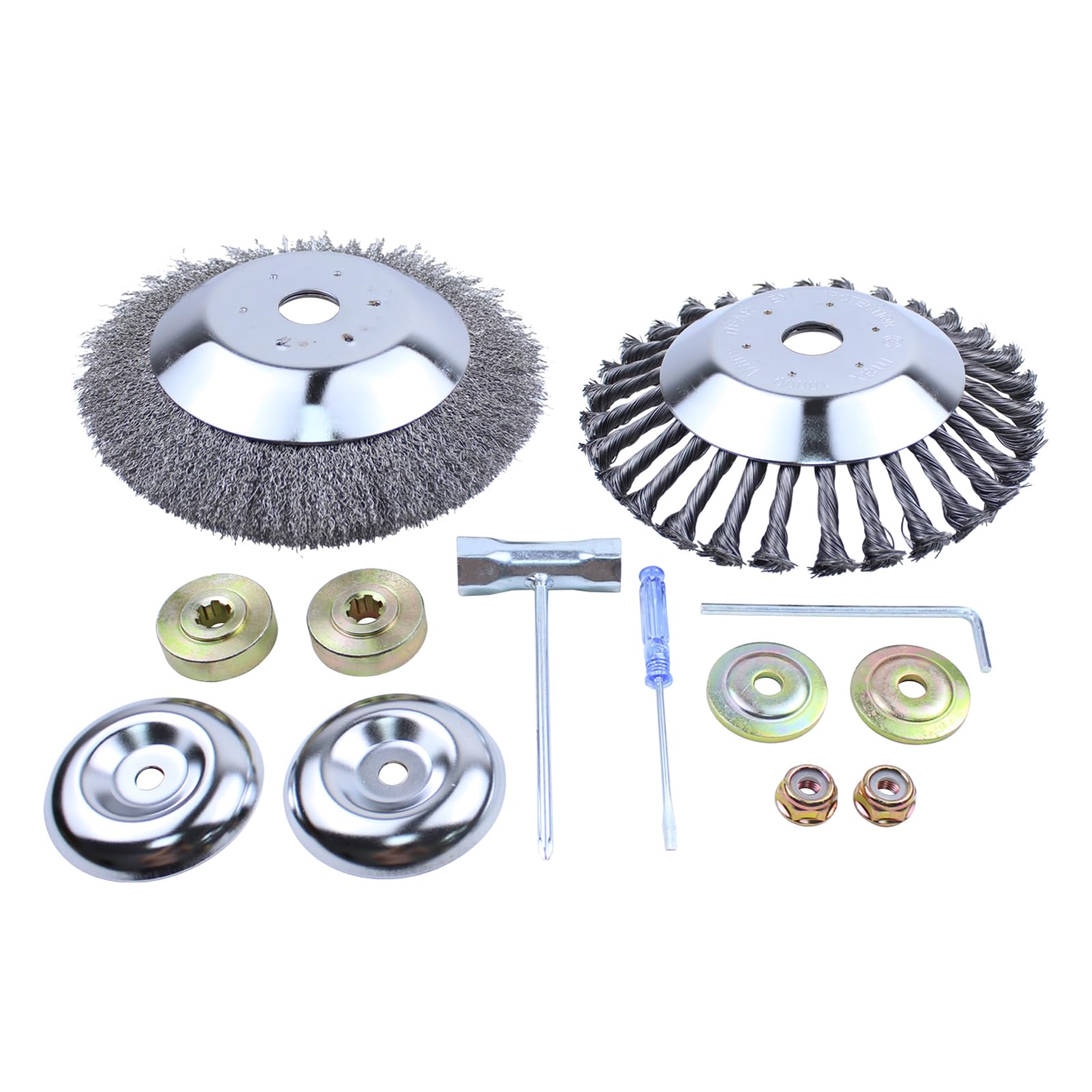 Unkrautbürste Wildkrautbürste Stahlbürste Kegelbürste 200 x 25,4 mm Bohrung Fugenbürste Stahldraht Bürsten weiche und gezopfte Drahtbürste für Rasentrimmer Motorsense Freischneider gegen Unkraut Moos