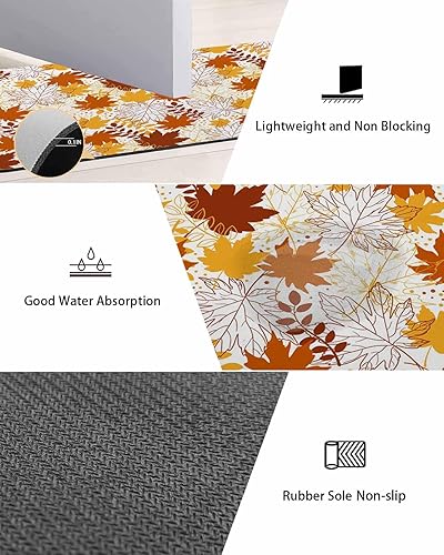 Miniatura 3 de Tapete de baño de otoño para bañera, antideslizante, de secado rápido y absorbente, de tierra de diatomeas, tapete lavable de cocina, tapete lavable