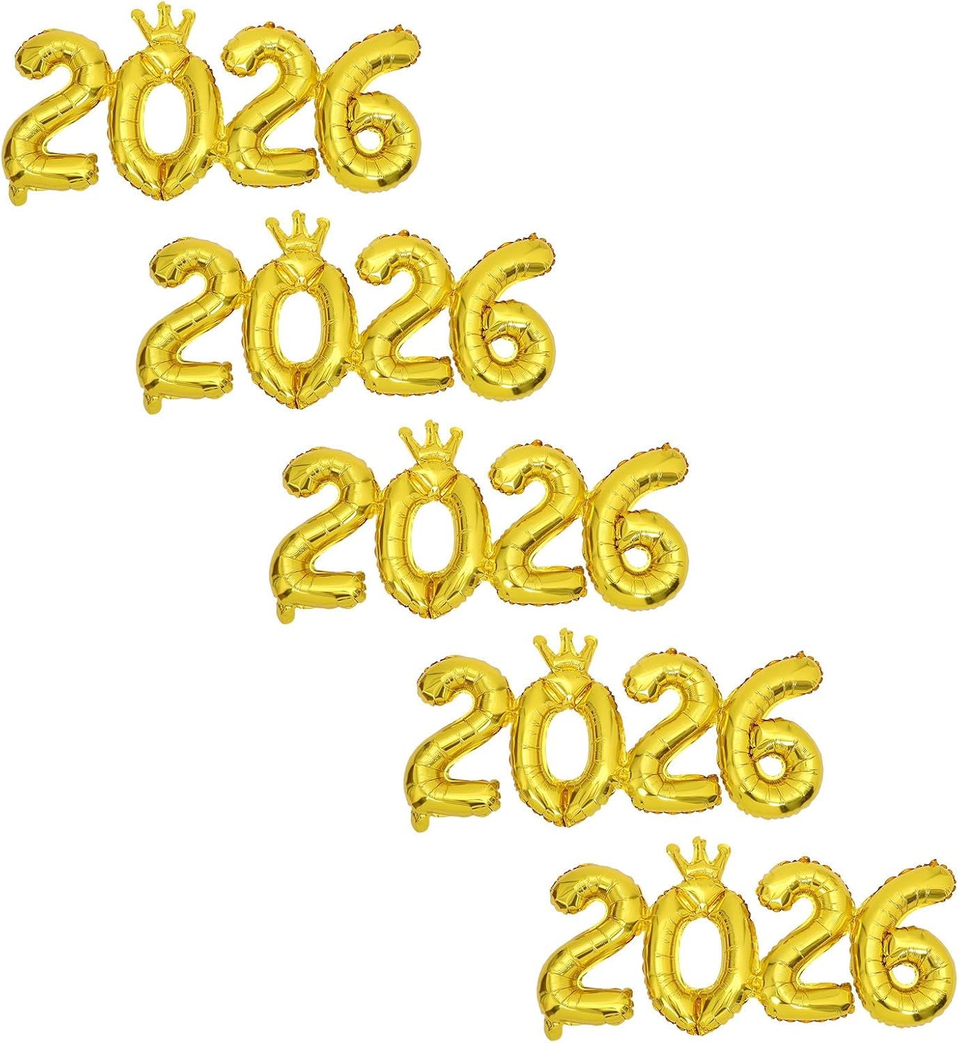 HEMOTON 5 Sets New Years Eve Party Supplies: 2026 Graduation Decorations - Aluminum Foil Numeric Balloons For Nye Party Graduation Birthday Christmas