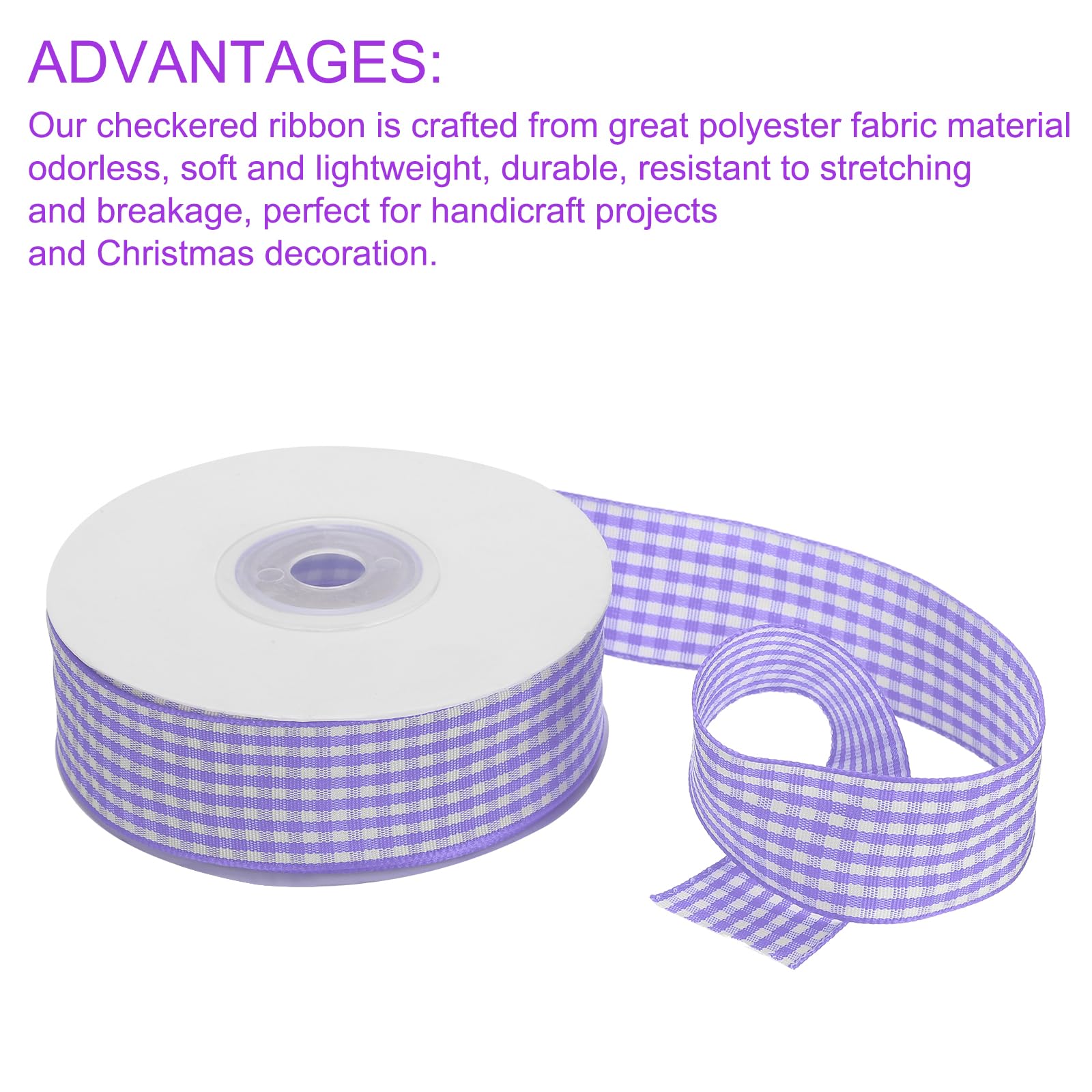 DMiotech 1 Inch 25 Yards Gingham Ribbon, Checkered Ribbon Plaid Ribbon for Gift Wrapping Decoration Art Craft DIY Purple and White - Image 4